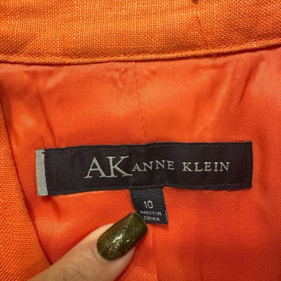 Anne Klein 100% Linen Blazer Jacket | Orange Red Safari Style | Women’s Size 10 - Picture 7 of 8